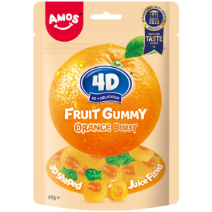 ЖЕЛИРАНИ Б-НИ AMOS 4D FRUIT GUMMY ПОРТОКАЛ 65ГР