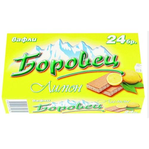 ВАФЛИ БОРОВЕЦ ЛИМОН 24бр КУТИЯ 550гр